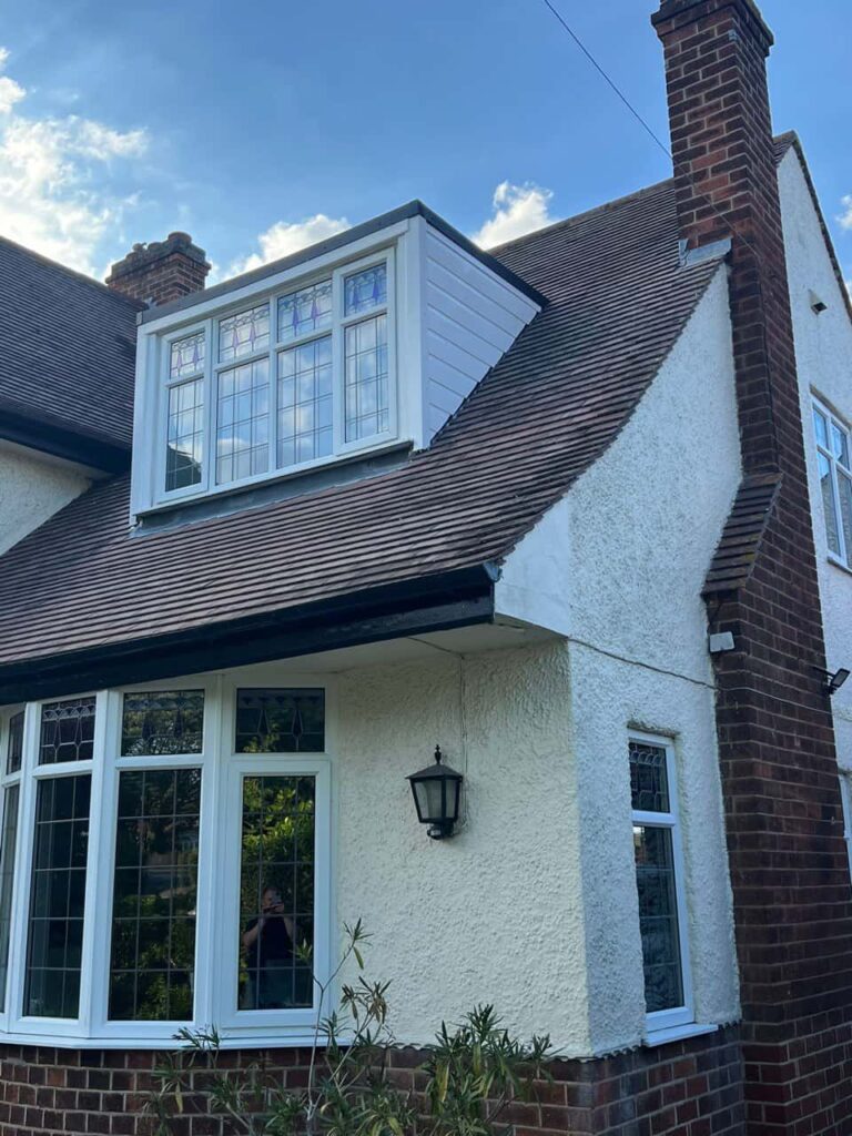 This is a photo of a dormer window which has just had some repairs carried out where the roof and the dormer meet. Works carried out by LJ Roofing Marlborough